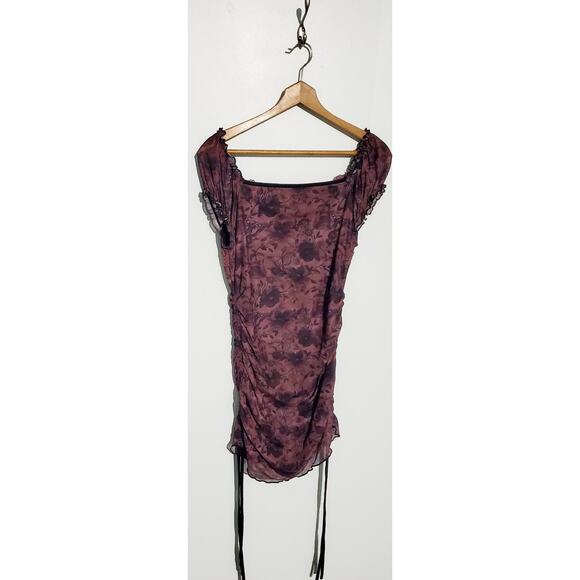 Rowe Babydoll Purple Cap Sleeve Butterfly Dress Size Large Coquette Gringe Goth - Picture 2 of 4